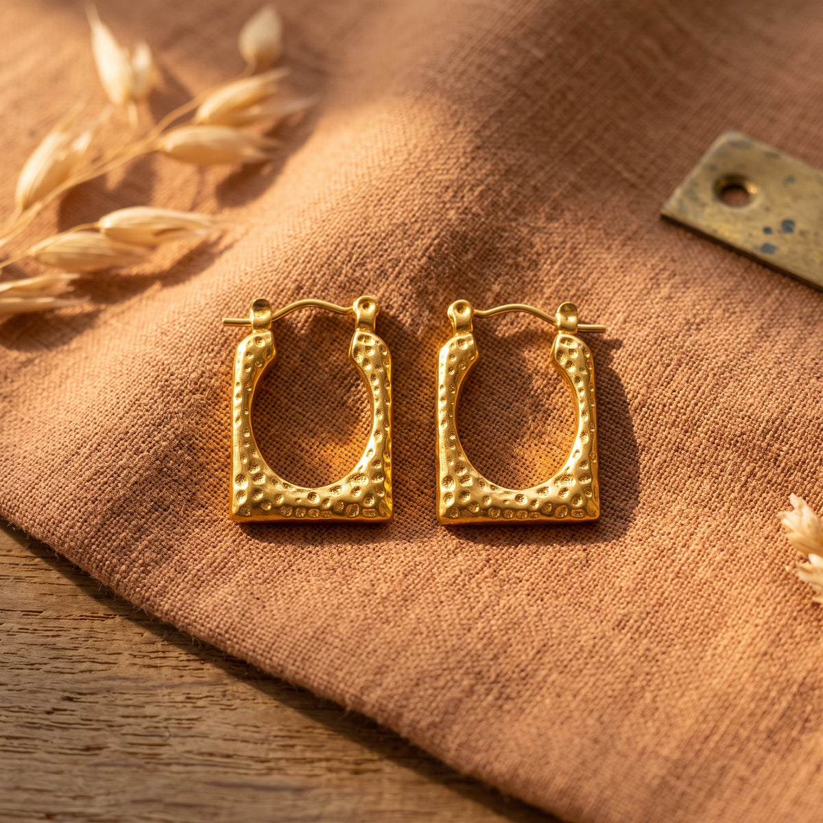 The Elara Hammered Gold Earrings
