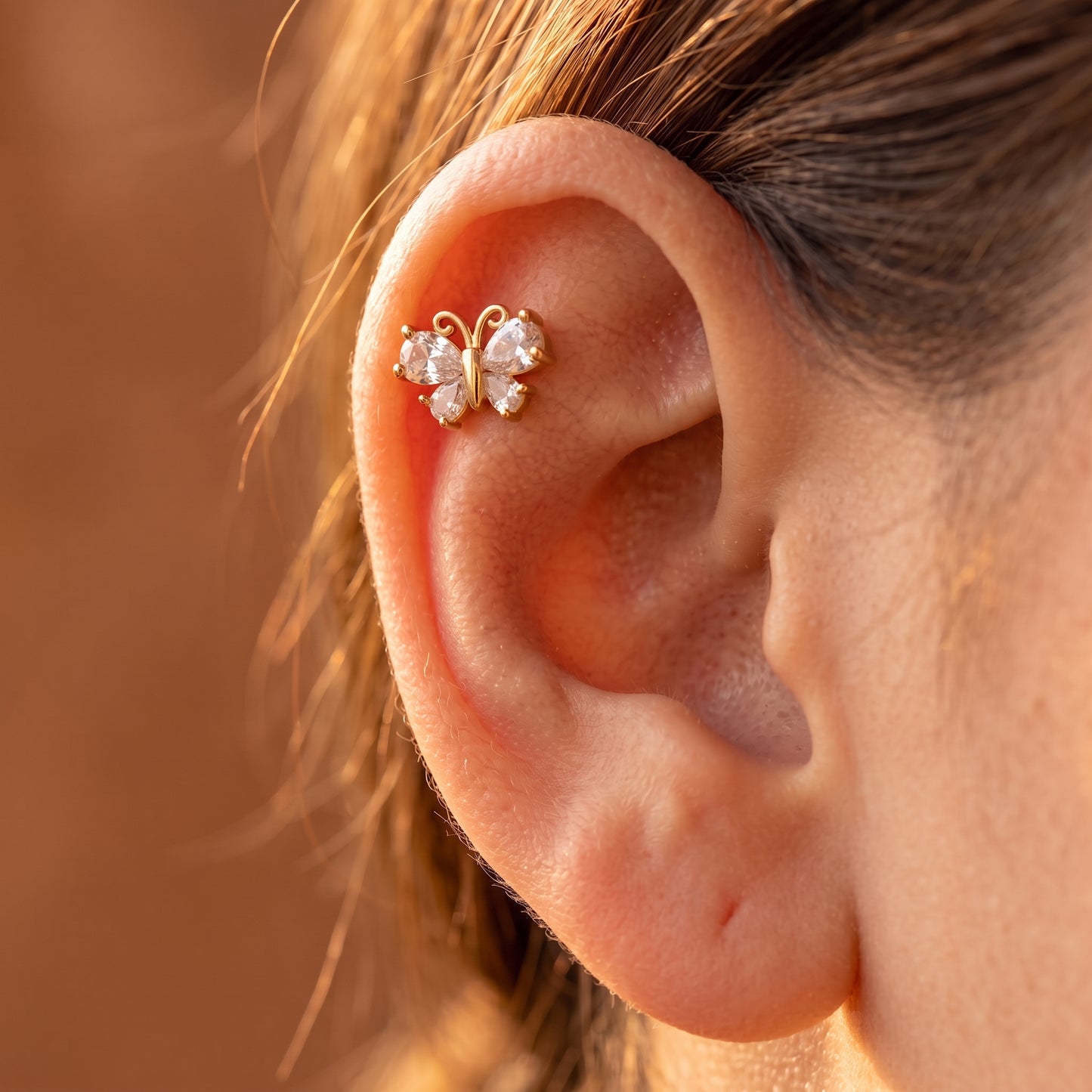 The Butterfly Crystal Piercing Stud